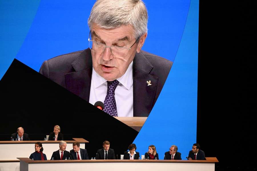 IOC-Präsident Thomas Bach während einer Rede.