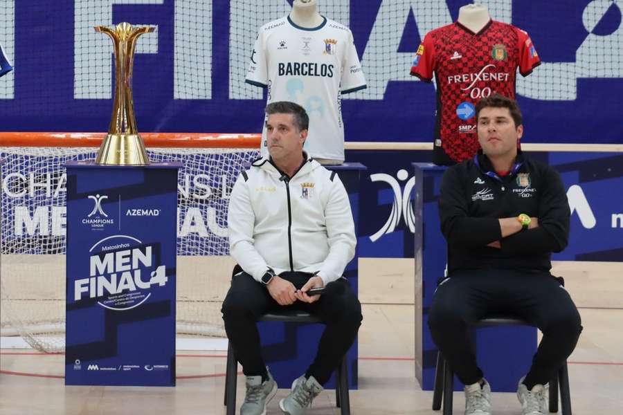 Rui Neto e Carlos Cortijo, treinadores de Óquei de Barcelos e Noia