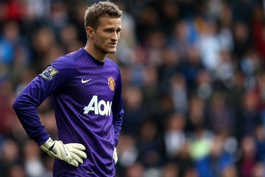 Anders Lindegaard i kamp for Manchester United mod Newcastle i 2014.