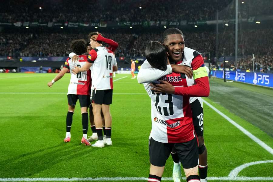 La celebración de los jugadores del Feyenoord La celebración de los jugadores del Feyenoord