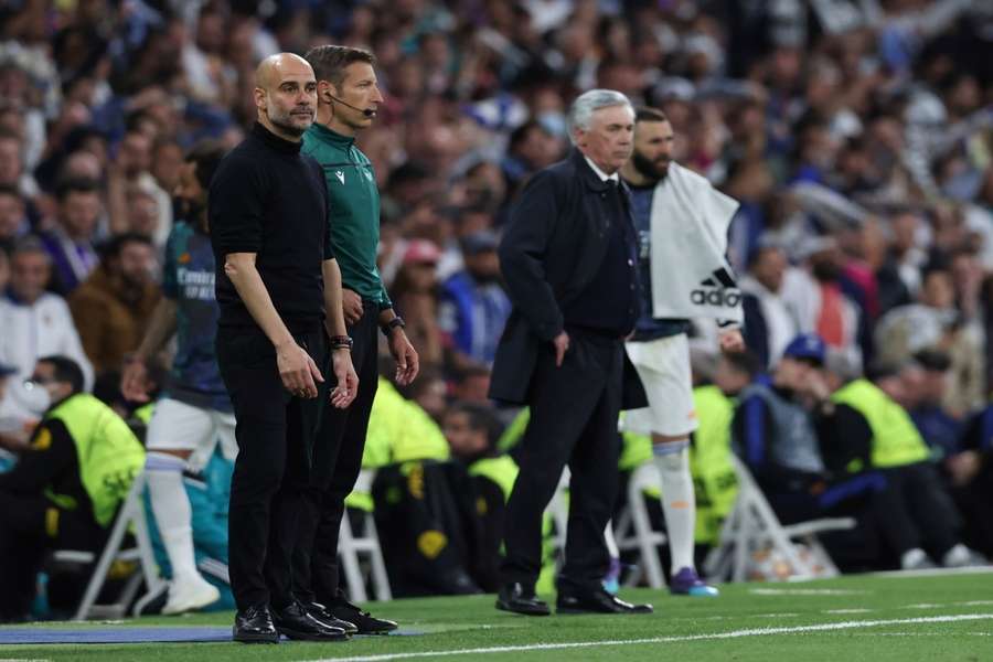 Guardiola y Ancelotti en el último Madrid- City