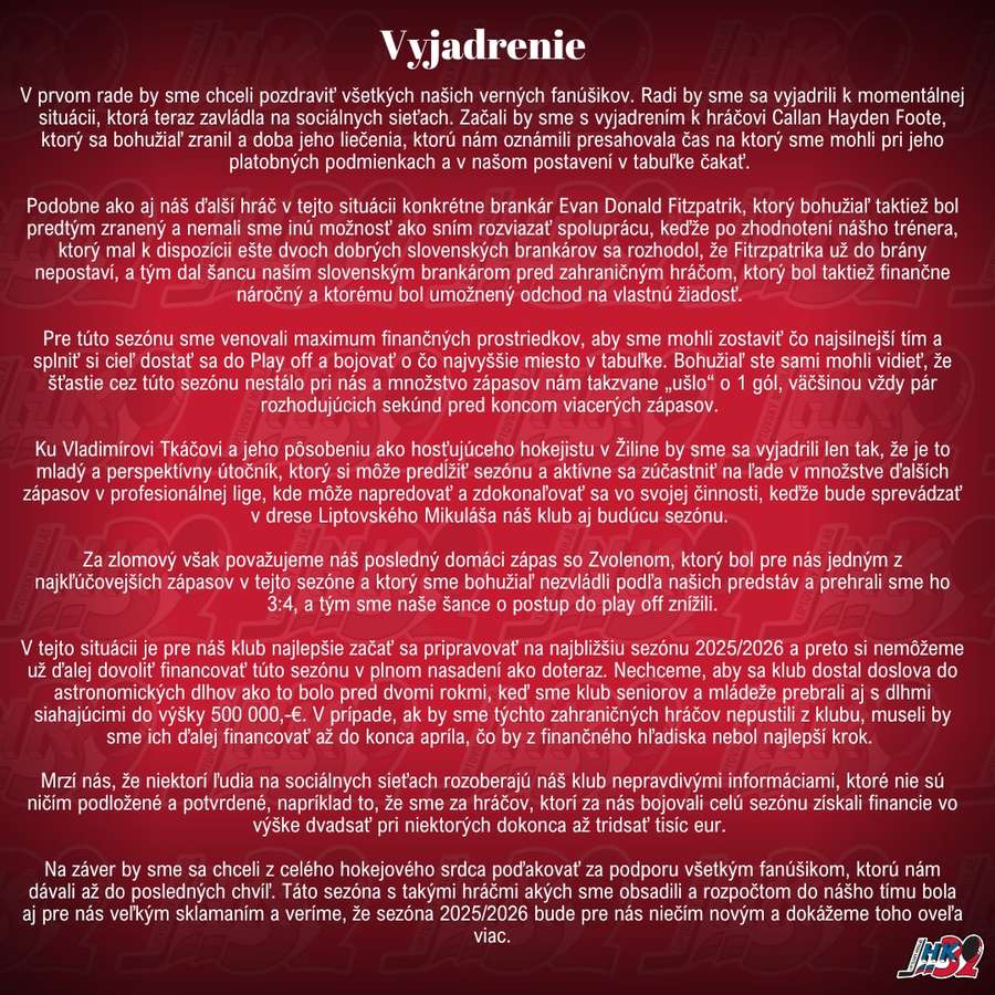 Stanovisko Liptovského Mikuláša.