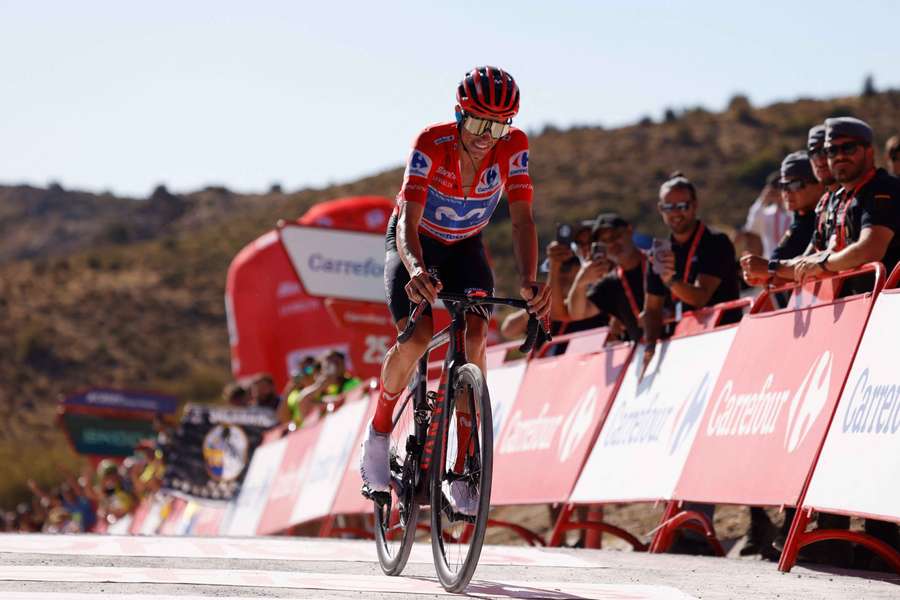 Enric Mas crosses the line to finish stage 20
