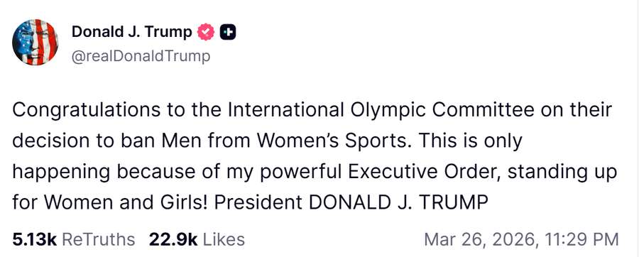 Trump gratulierte dem IOC zu der Maßnahme