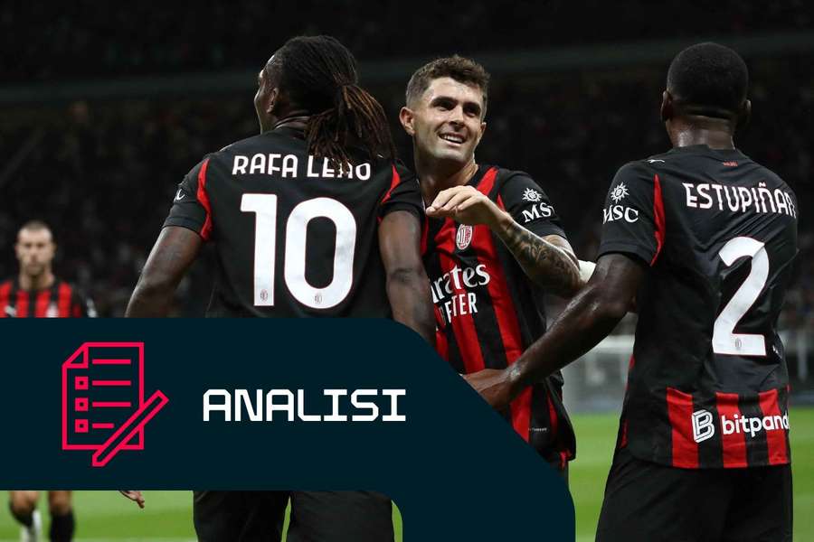 Leão e Pulisic durante Milan-Bari