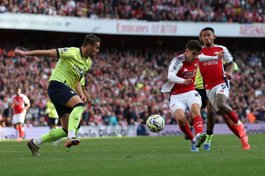 Arsenal's Kai Havertz scores the equalising goal against Southampton