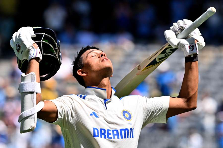 India’s Yashasvi Jaiswal acknowledges the crowd while walking back after his dismissal for 161 on day three of the first Test against Australia