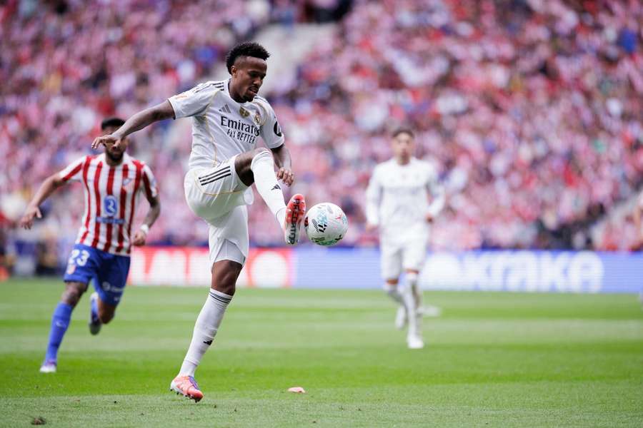 Éder Militao, durante el Atlético de Madrid-Real Madrid