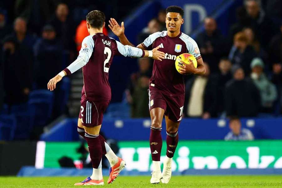 Ollie Watkins of Aston Villa celebrates scoring