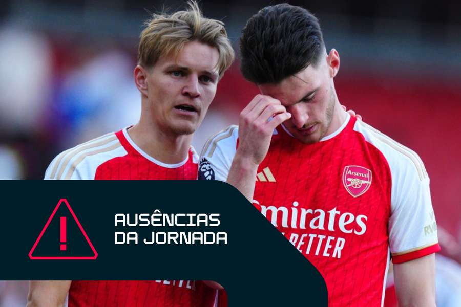 Declan Rice e Martin Odegaard estão entre os ausentes do Arsenal