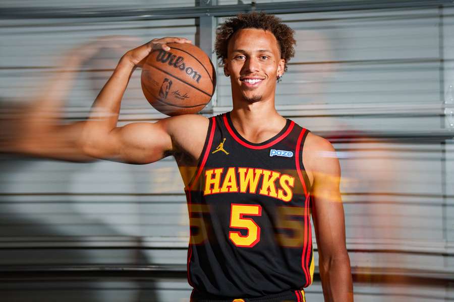 Atlanta Hawks guard Dyson Daniels poses for a photo on media day Atlanta Hawks guard Dyson Daniels poses for a photo on media day