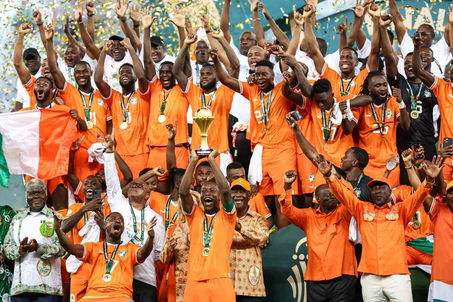 Ivory Coast celebrating winning the last AFCON