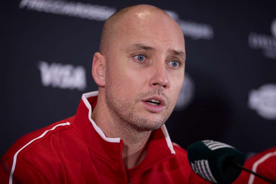 Steve Darcis en conférence de presse. Steve Darcis en conférence de presse.