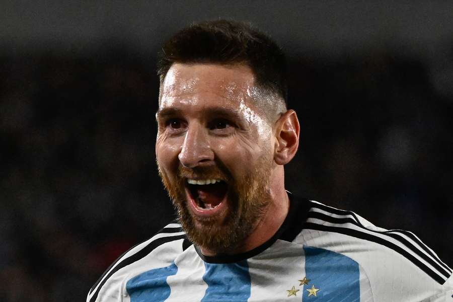 Messi celebra su gran gol.