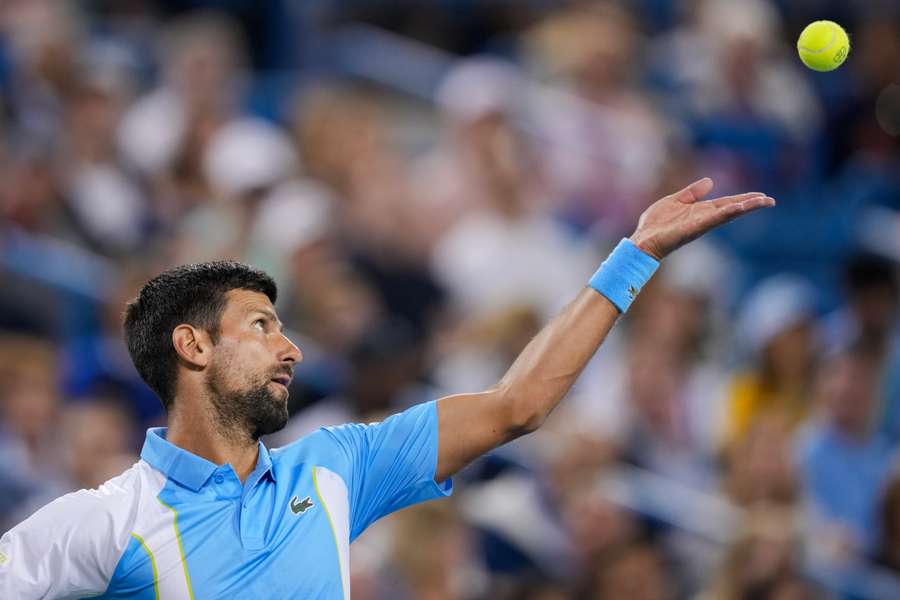 Djokovic serves against Monfils