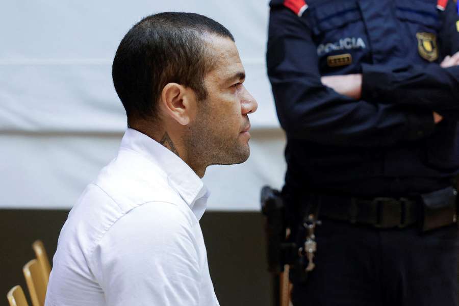 Dani Alves in court during the first day of his trial