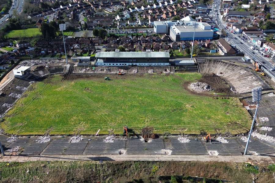 Uitzicht op Casement Park in Belfast