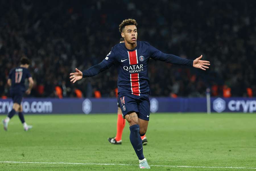Doue celebrates goal