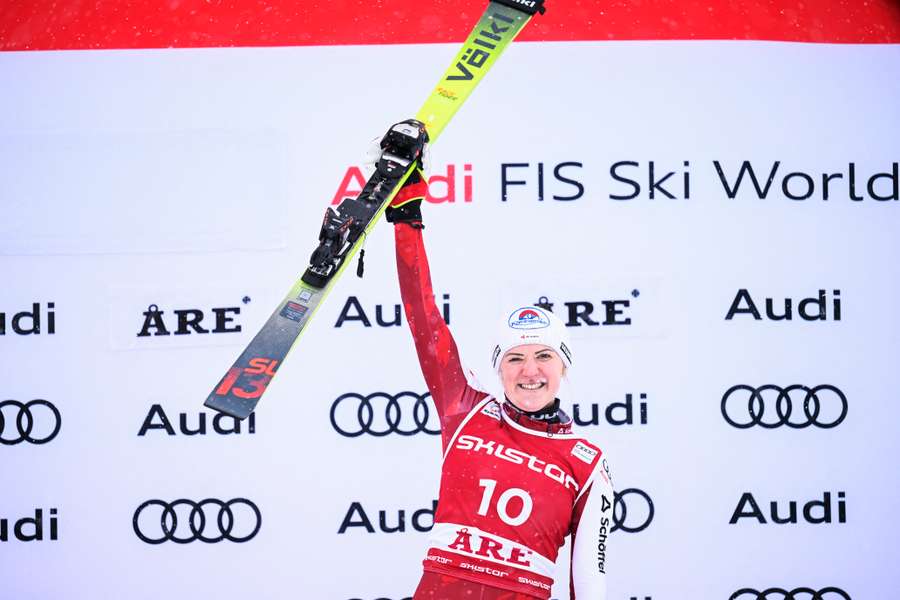 Truppe celebrates her win