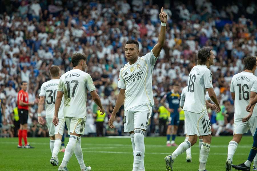 Kylian Mbappé, del Real Madrid, celebra un gol ante el Espanyol Kylian Mbappé, del Real Madrid, celebra un gol ante el Espanyol