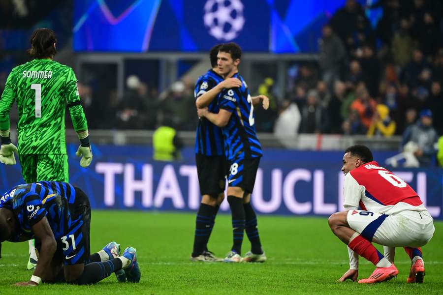 L'Inter festeggia la vittoria contro l'Arsenal della scorsa stagione