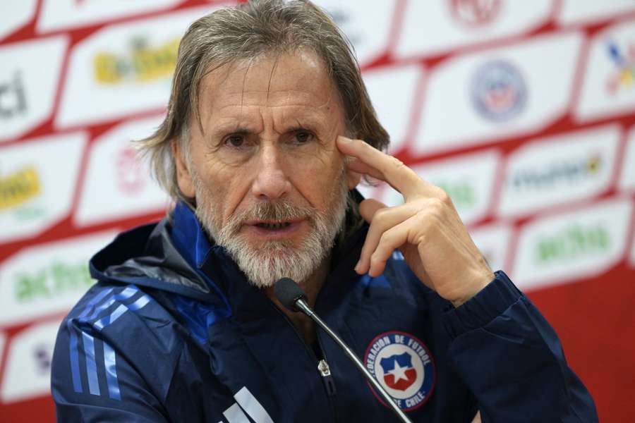 Gareca, durante la conferencia de prensa antes del partido Chile-Argentina en Santiago