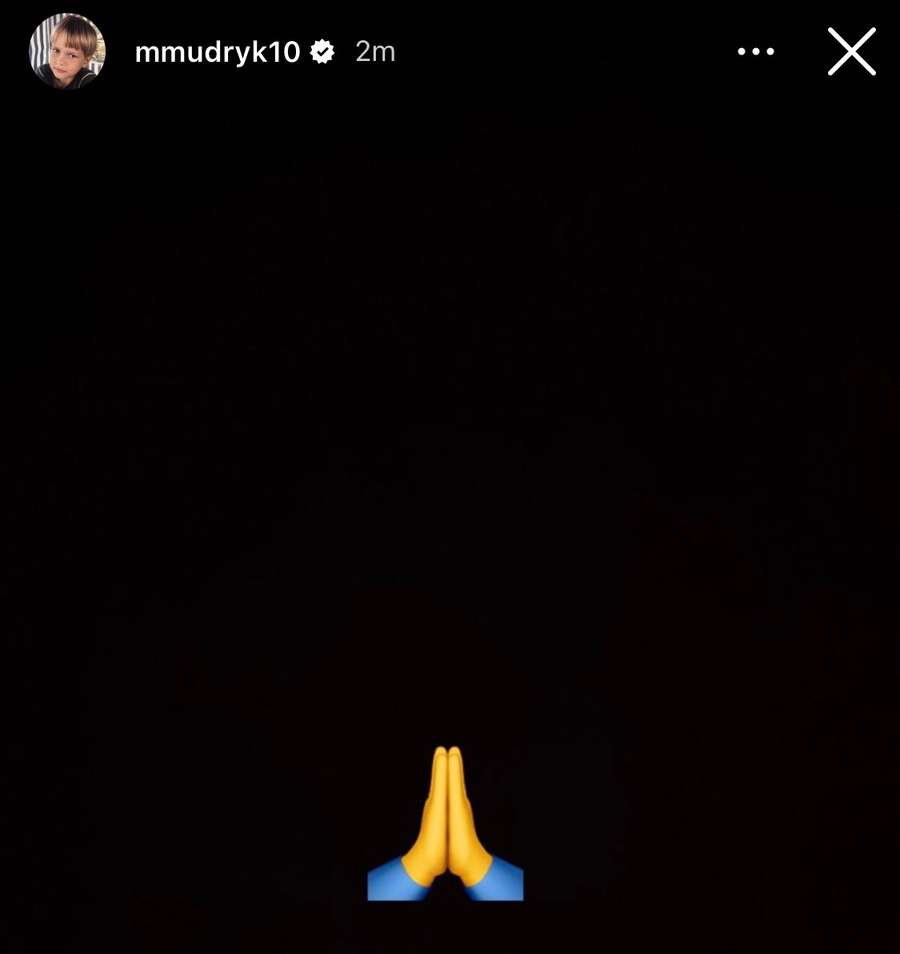 A publicação de Mudryk no Instagram