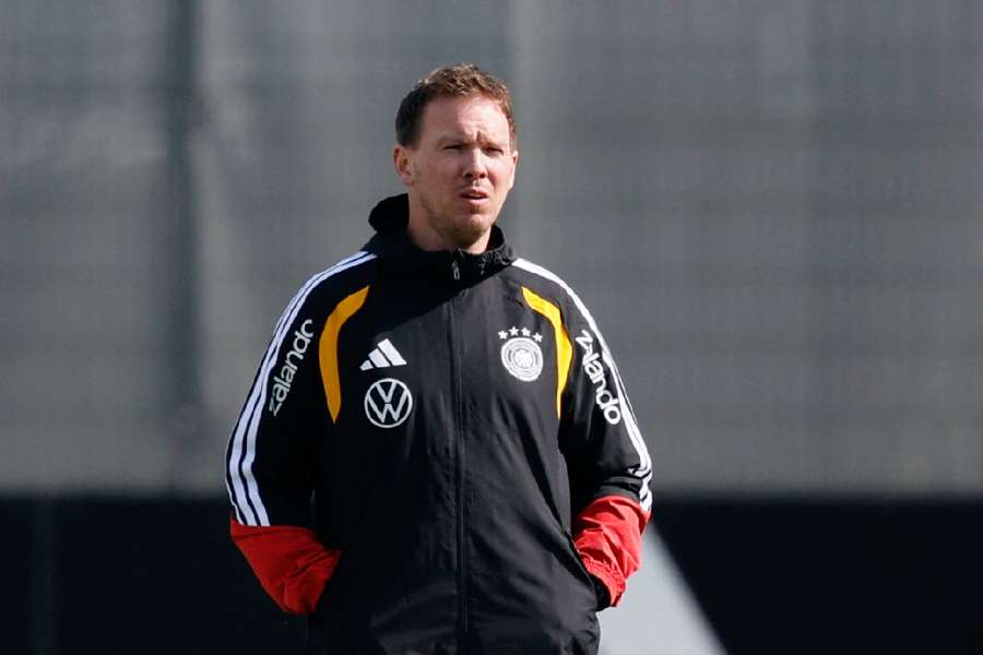 Julian Nagelsmann looking on during training