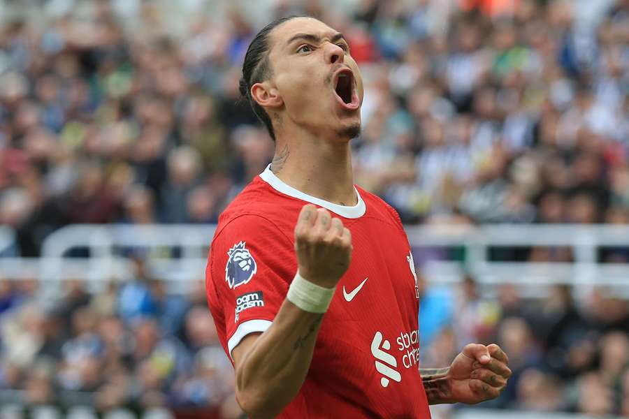 Liverpool striker Darwin Nunez celebrates