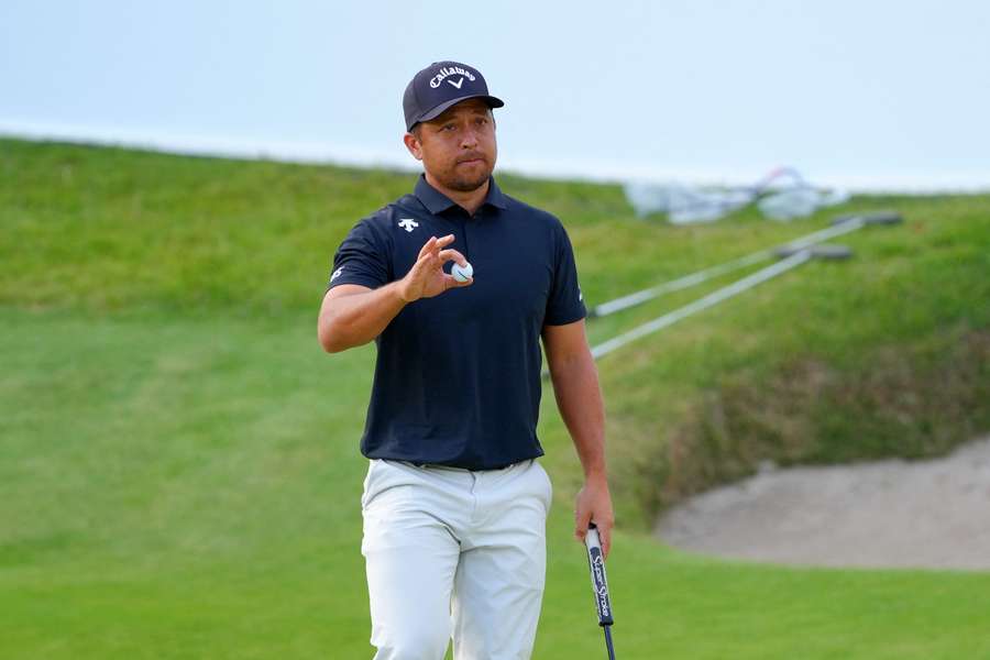 Xander Schauffele acknowledges the gallery during the second round of the Baycurrent Classic