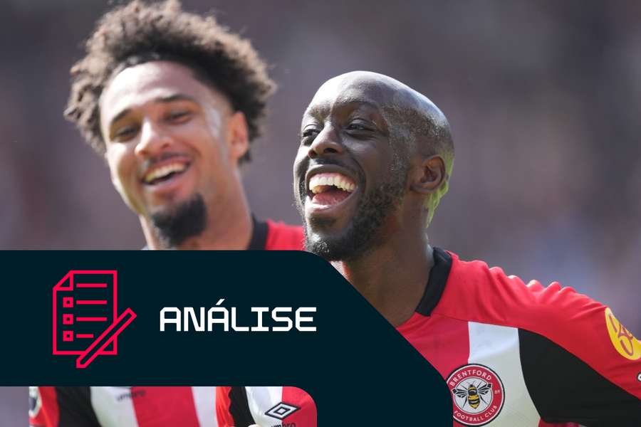 Yoane Wissa comemora o golo do Brentford contra o Fulham