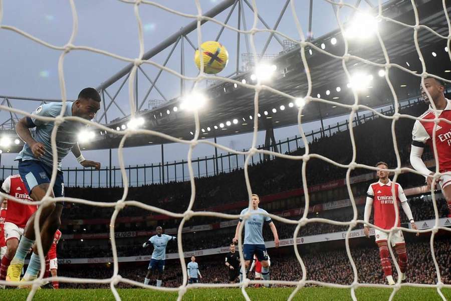 Ivan Toney heads in a controversial equaliser against Arsenal