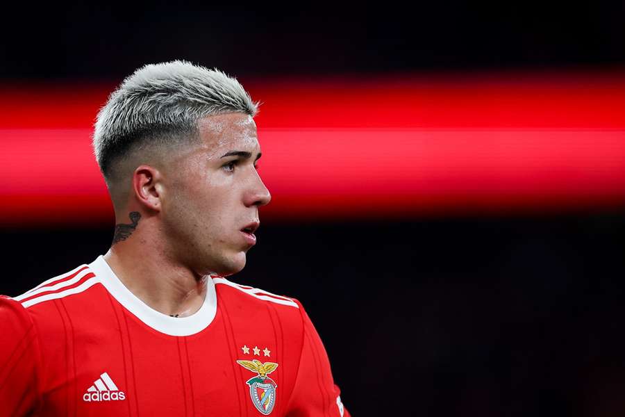 Enzo Fernandez playing for Benfica earlier this season