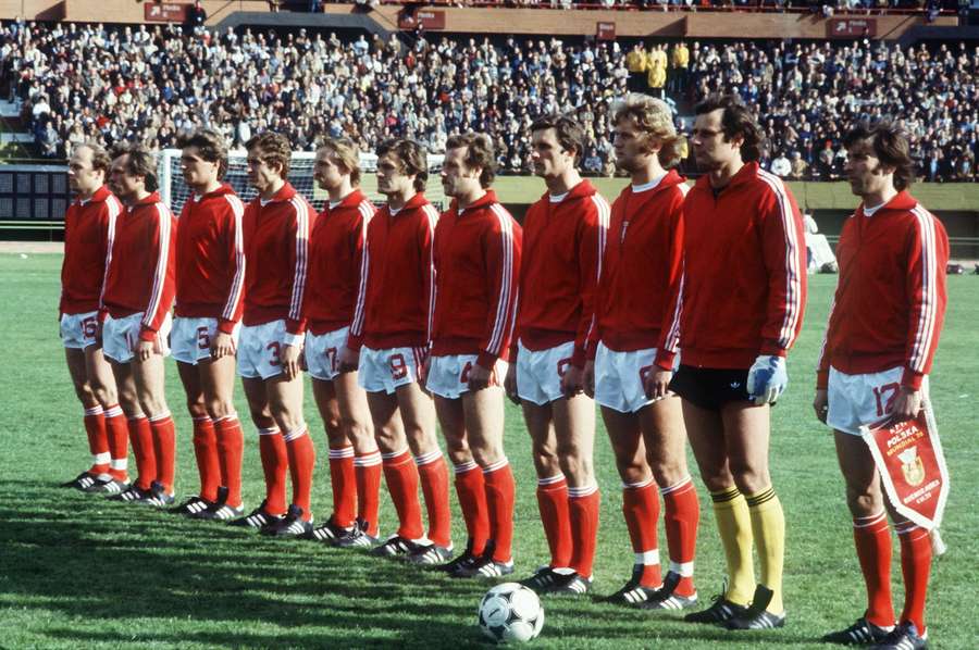 Reprezentacja Polski przed meczem otwarcia Mistrzostw Świata FIFA 1978 na stadionie Estadio Monumental w Buenos Aires w Argentynie przeciwko Niemcom (0:0).