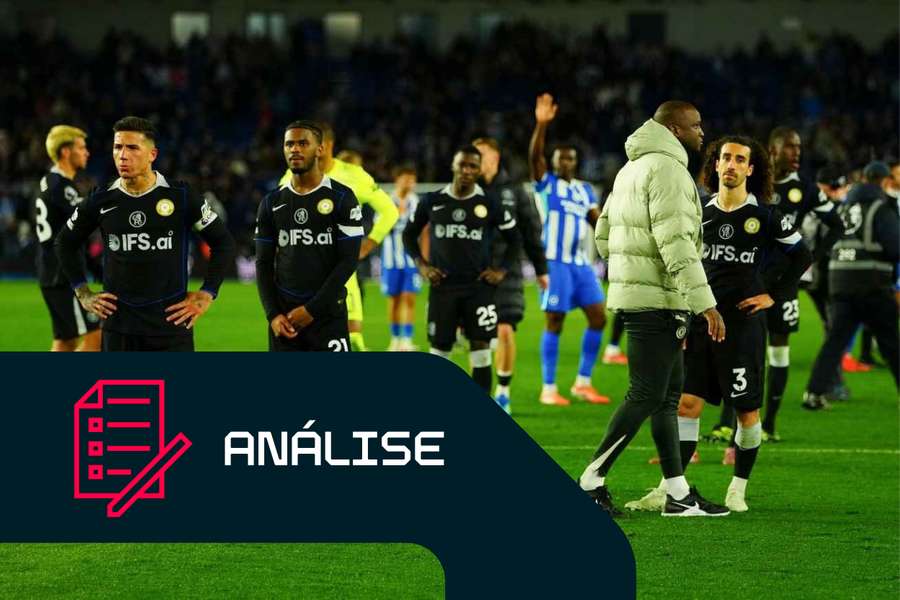 O Chelsea e os seus jogadores após a derrota frente ao Brighton