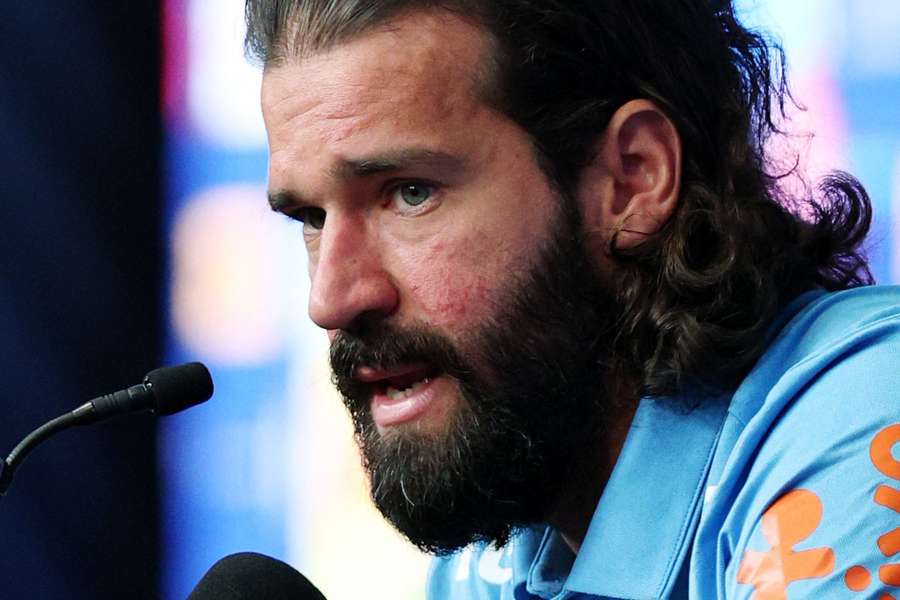 Brazil's Alisson Becker during his press conference