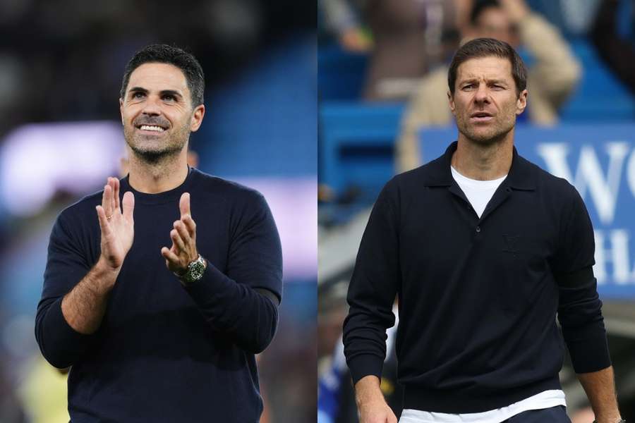 Mikel Arteta (stânga, antrenor Arsenal) și Xabi Alonso (Chelsea)