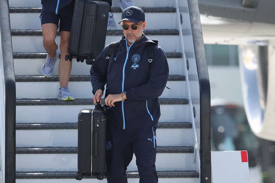 Manchester City manager Pep Guardiola arrives in Fort Lauderdale, Florida prior to the Club World Cup