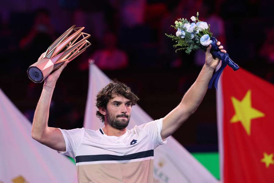 Vacherot celebrates with the Shanghai trophy