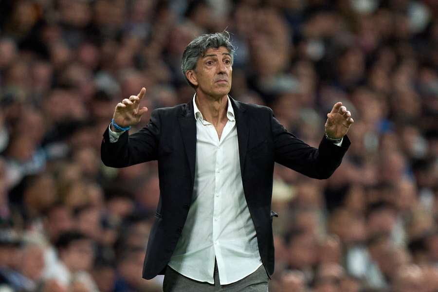 Imanol Alguacil podczas półfinałowego meczu Copa del Rey pomiędzy Realem Madryt i Realem Sociedad, 1 kwietnia 2025 r. w Madrycie, Hiszpania. Imanol Alguacil podczas półfinałowego meczu Copa del Rey pomiędzy Realem Madryt i Realem Sociedad, 1 kwietnia 2025 r. w Madrycie, Hiszpania.