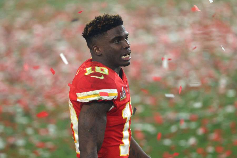 Tyreek Hill als Chief na de verloren Super Bowl van februari 2021 tegen de Buccaneers