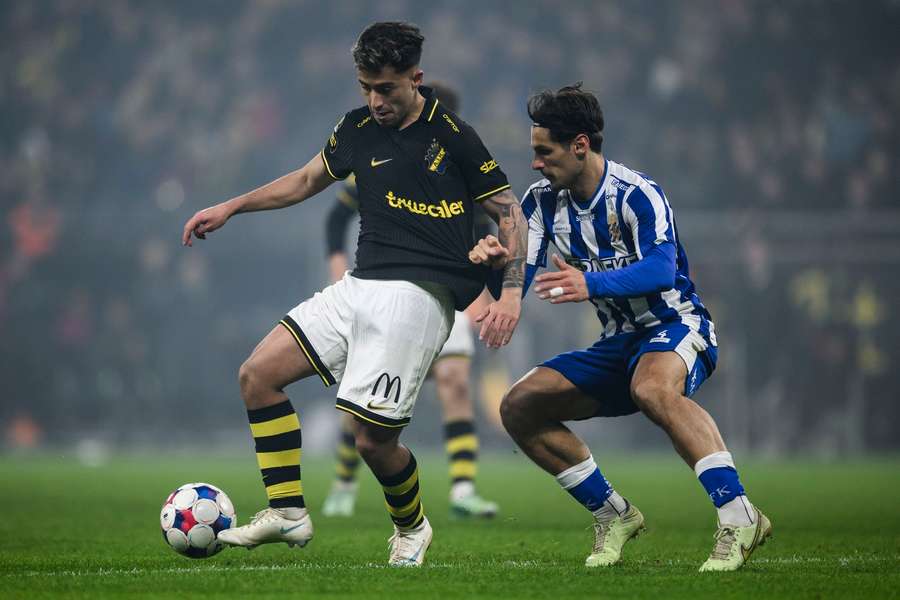 AIK's Lucas Humberto holds off Goteborg's Kevin Ackermann AIK's Lucas Humberto holds off Goteborg's Kevin Ackermann