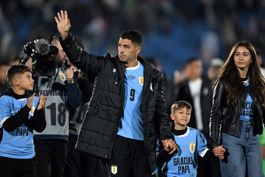 Luis Suarez au moment de la cérémonie d'adieu.