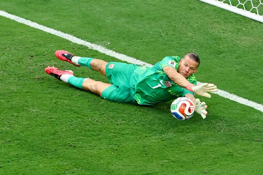 Orjan Nyland in action during the World Cup
