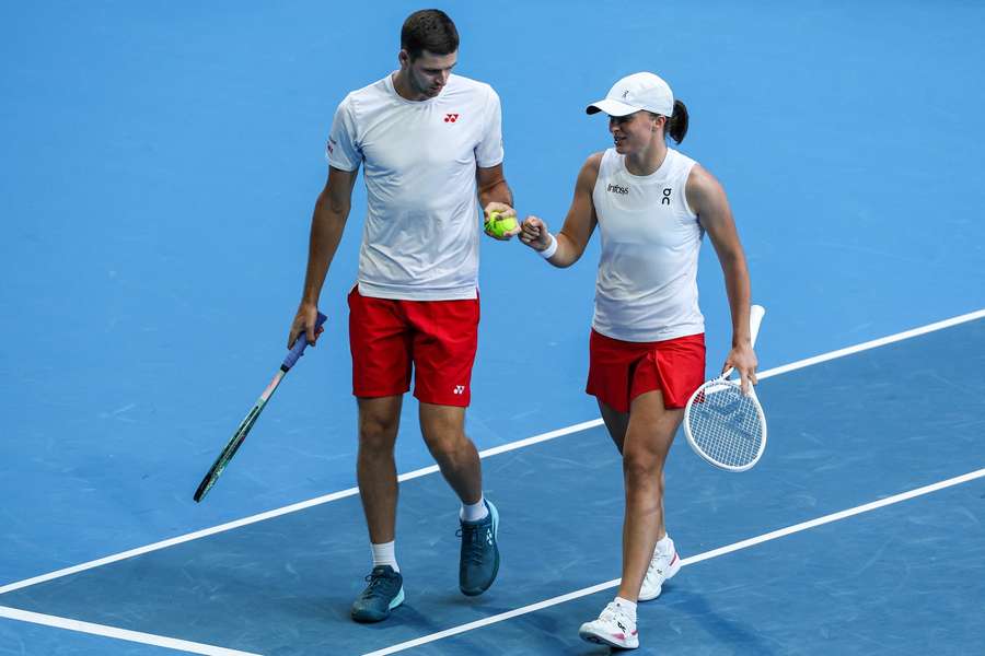 Iga Świątek i Hubert Hurkacz podczas United Cup 2024