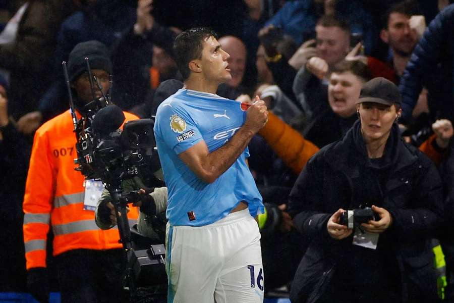 Rodri celebrating his goal