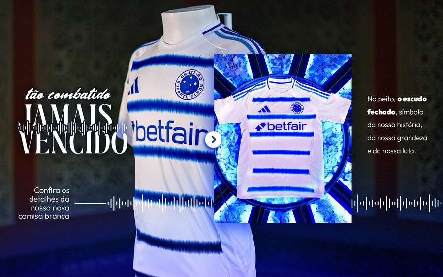 Detalhes do novo uniforme lançado pelo Cruzeiro Detalhes do novo uniforme lançado pelo Cruzeiro