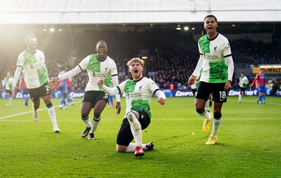 Elliott oslavuje svoj víťazný gól do siete Crystal Palace.