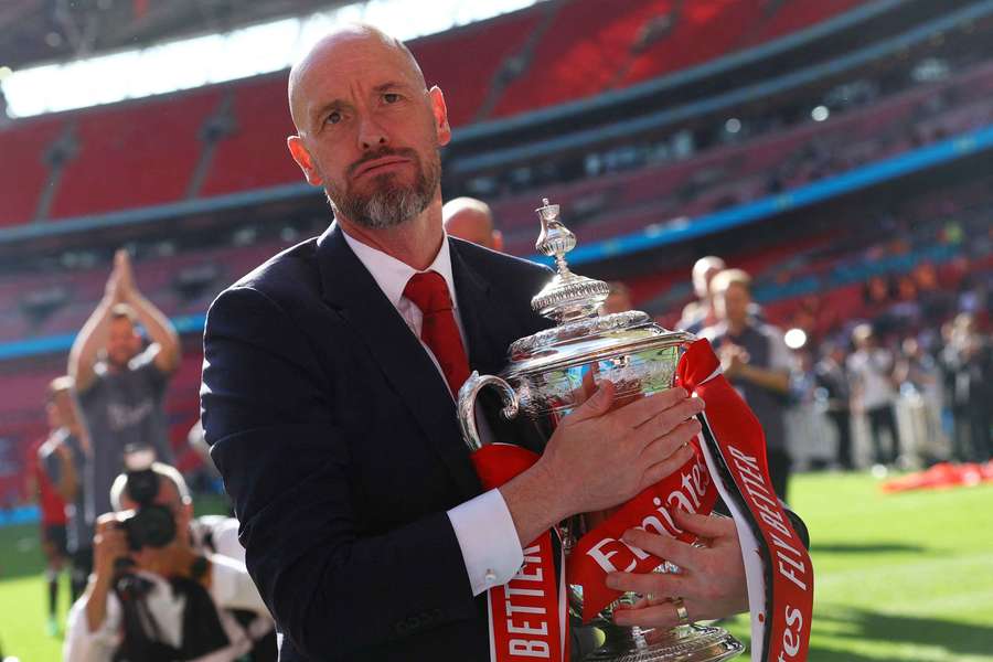 Erik ten Hag with the FA Cup trophy