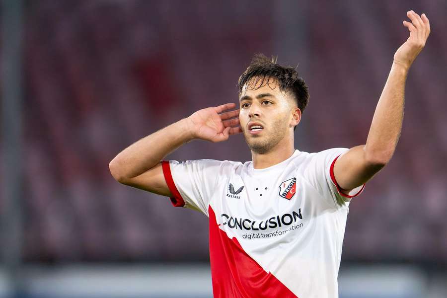 FC Utrecht's Souffian El Karouani celebrates scoring the 4-1 against Sheriff Tiraspol
